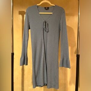 Front Tie Blue Cardigan